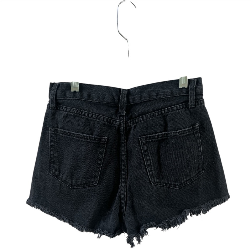 John Galt California High Waisted Button Up Black Denim Cut Off Shorts Size S - Picture 4 of 5